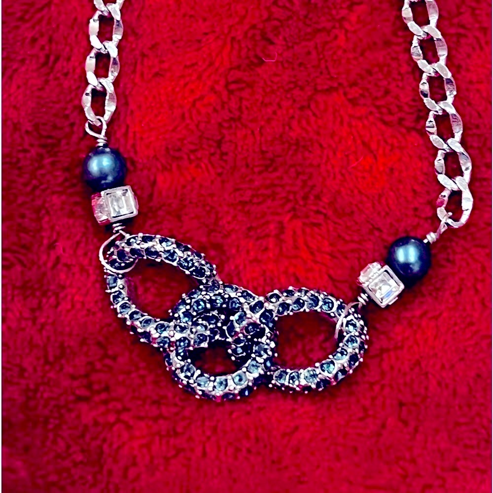 Givenchy blue stone and silver necklace. In excellent condition.